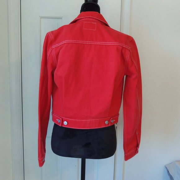 Hudson Jeans Lola Red Denim Cropped Trucker Jacket sz XS - Picture 7 of 13